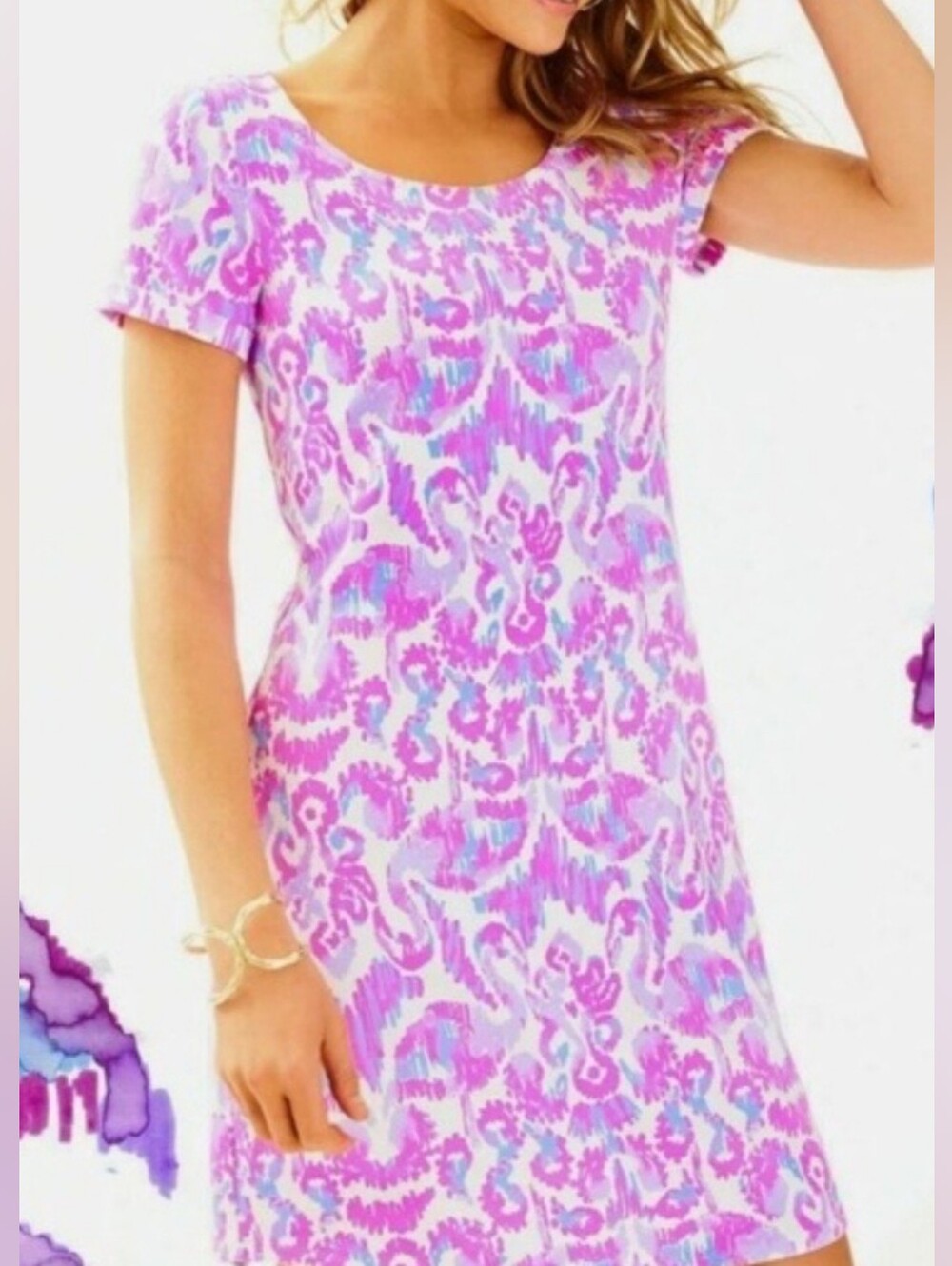 Lilly Pulitzer Dress Scoop Neck Amethyst Beach Bathers Tammy